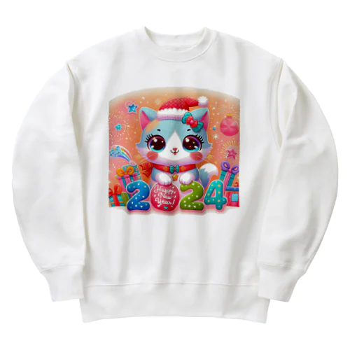 新年を迎える猫  2024 Heavyweight Crew Neck Sweatshirt