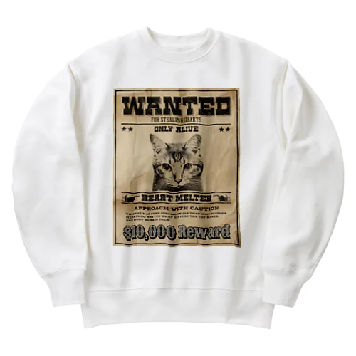 WANTED ハート泥棒（舌をだす猫） Heavyweight Crew Neck Sweatshirt