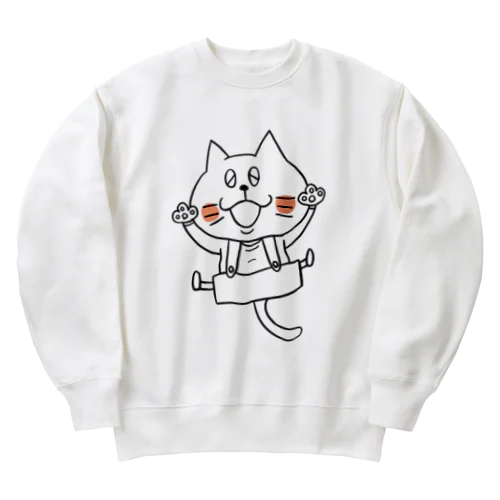 猫のボン太グッズ（黒線） Heavyweight Crew Neck Sweatshirt