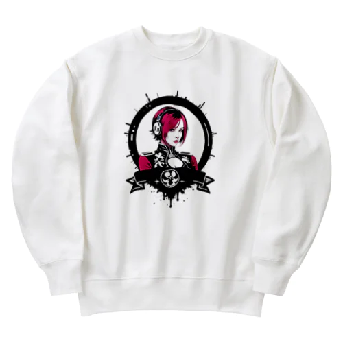 Cyberpunk DJ girl Heavyweight Crew Neck Sweatshirt