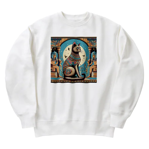 古代エジプトの王様になったネコ Heavyweight Crew Neck Sweatshirt