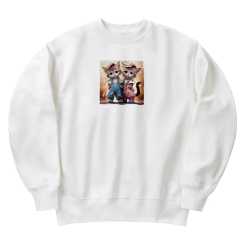 可愛い子猫イラスト Heavyweight Crew Neck Sweatshirt