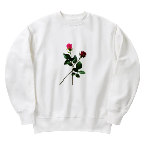 Redpink_two roses Heavyweight Crew Neck Sweatshirt