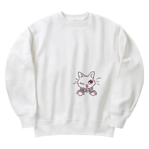縄猫(Rope kitten)/ 能登半島地震応援アイテム Heavyweight Crew Neck Sweatshirt