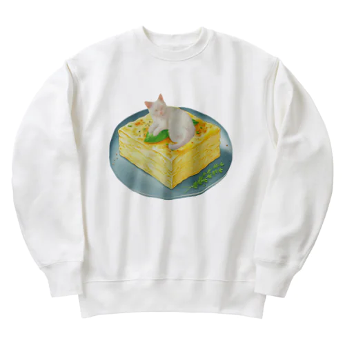 大根おろしになりきるねこ Heavyweight Crew Neck Sweatshirt