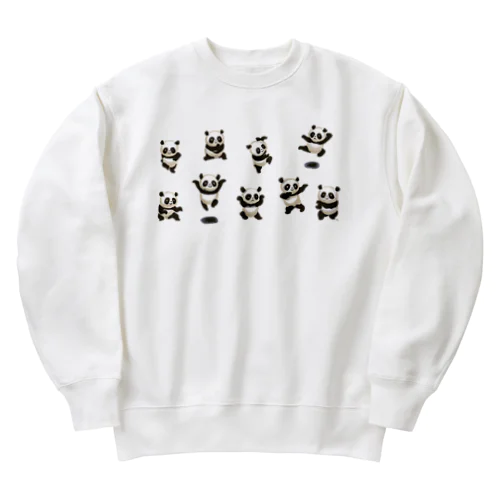 功夫のパンダちゃん（横構図） Heavyweight Crew Neck Sweatshirt