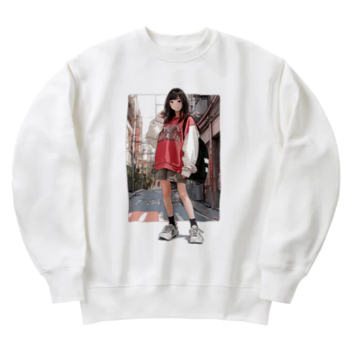 バスケ女子 | 休日の街ぶら Heavyweight Crew Neck Sweatshirt