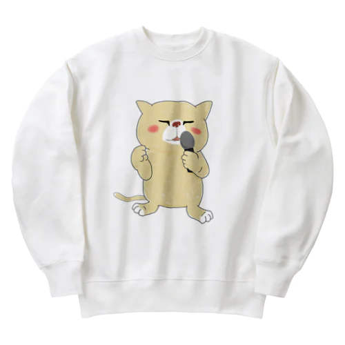 歌うネコ(帽子無) Heavyweight Crew Neck Sweatshirt