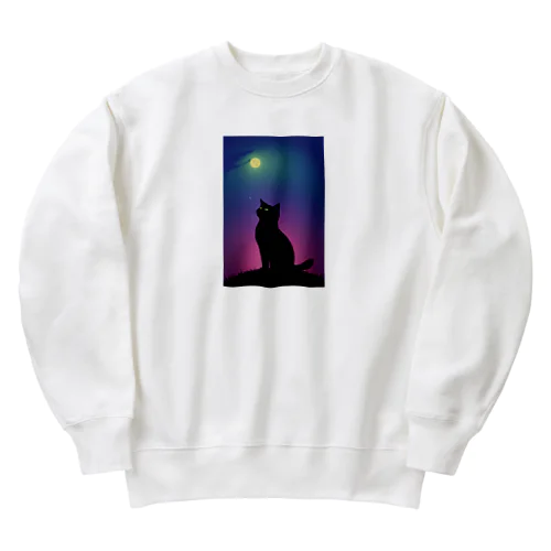 黒猫と不思議な夜 Heavyweight Crew Neck Sweatshirt