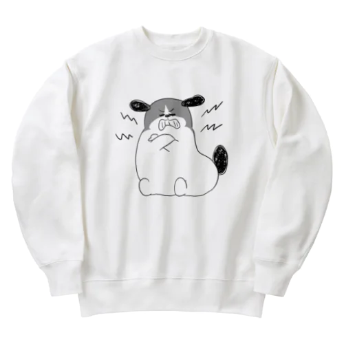 もじゃまる歯ぎしり　白黒 Heavyweight Crew Neck Sweatshirt