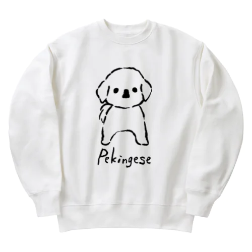 犬っ子ペロ（黒） Heavyweight Crew Neck Sweatshirt