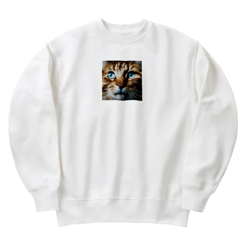 考え事している猫 Heavyweight Crew Neck Sweatshirt