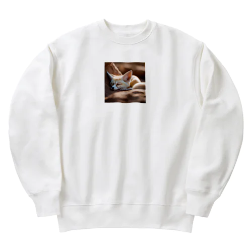 スヤスヤ寝ちゃったフェネック Heavyweight Crew Neck Sweatshirt