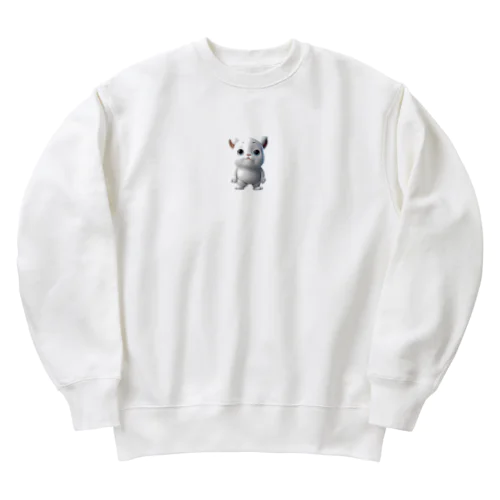 ブサカワ二頭身アニマル(背景無) Heavyweight Crew Neck Sweatshirt