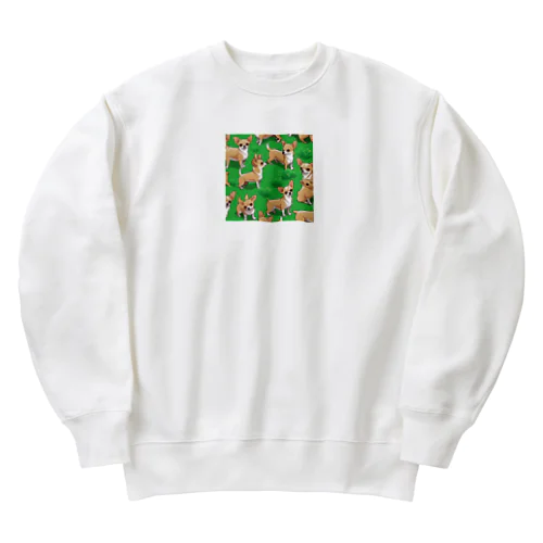 小さな体に大きな魅力。ちわわのアートで心地よい癒しタイム Heavyweight Crew Neck Sweatshirt