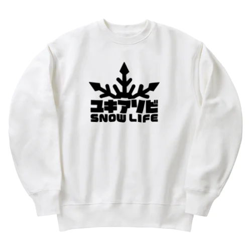 ユキアソビ スノーライフ 雪の結晶デザイン ブラック Heavyweight Crew Neck Sweatshirt