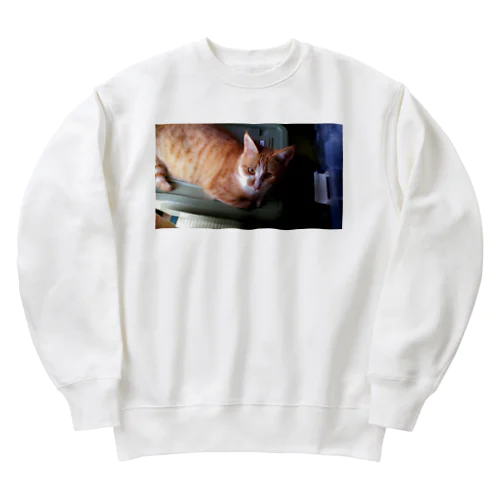 金運招きネコのゆず Heavyweight Crew Neck Sweatshirt