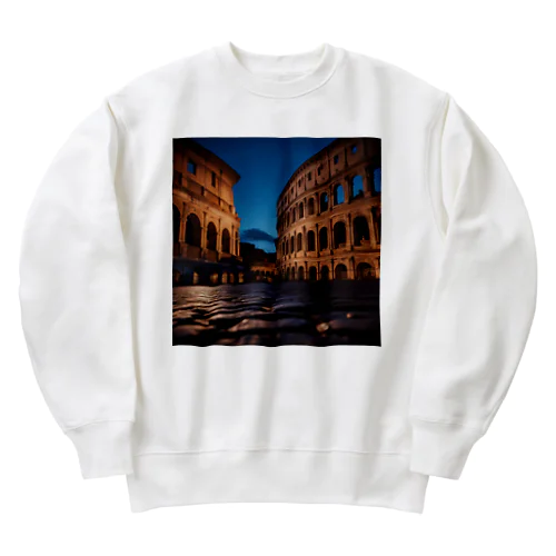 夕闇に染まるコロッセオの風景 Heavyweight Crew Neck Sweatshirt