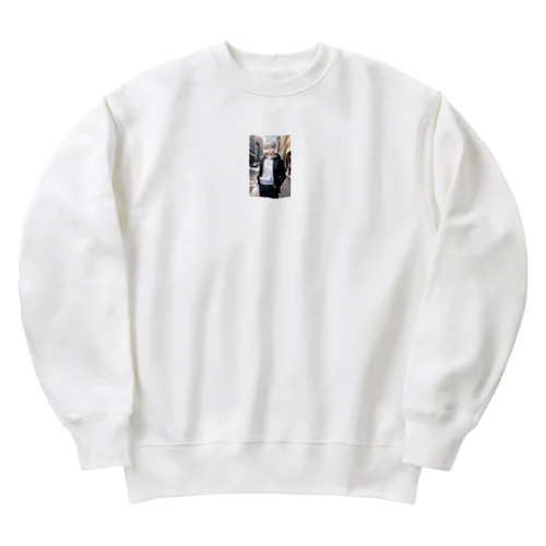 白髪メガネ男子 Heavyweight Crew Neck Sweatshirt