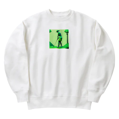 ゴルフしている美人 Heavyweight Crew Neck Sweatshirt