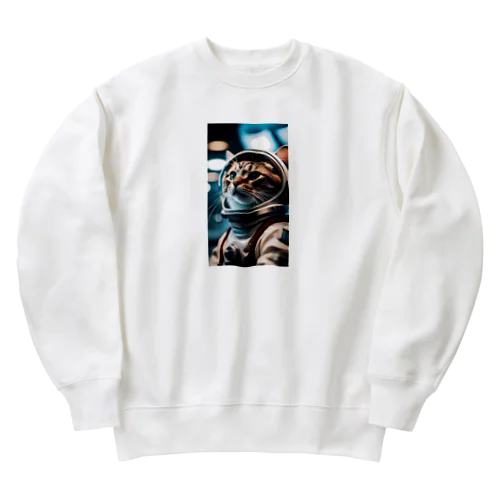 旅立つ宇宙猫 Heavyweight Crew Neck Sweatshirt