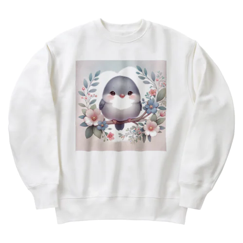 癒しの文鳥ぴぃたろう Heavyweight Crew Neck Sweatshirt