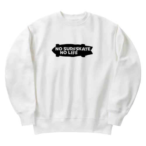 ノーサーフスケートノーライフ サーフスケートシルエットデザイン ブラック Heavyweight Crew Neck Sweatshirt