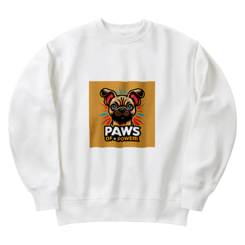 パグチワワ「Paws of Power」 Heavyweight Crew Neck Sweatshirt