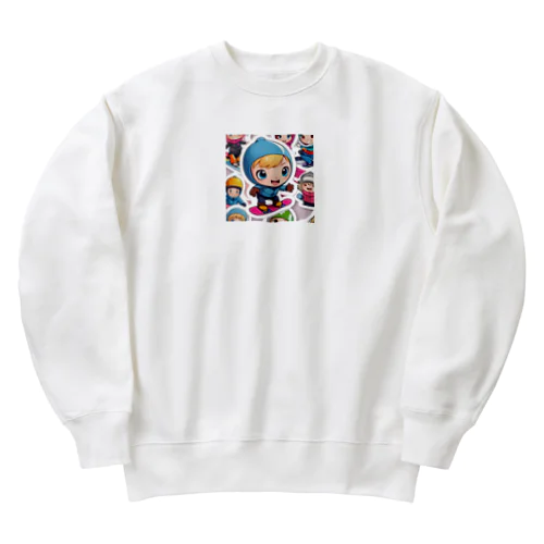 スノーボードとキャラクターたちのイラストグッズ Heavyweight Crew Neck Sweatshirt