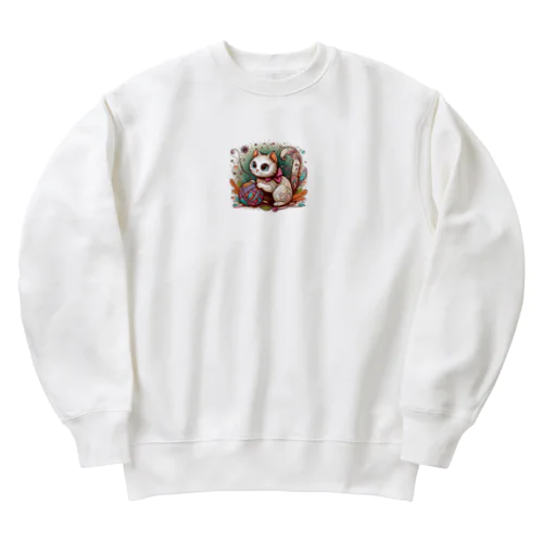 ふわふわ毛玉ねこ Heavyweight Crew Neck Sweatshirt