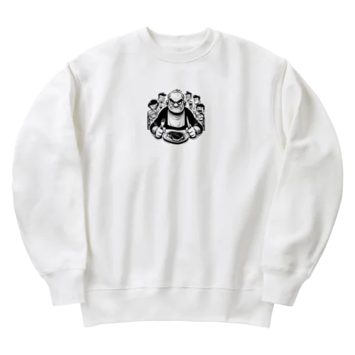 ステーキを食べるイカツイおじさん Heavyweight Crew Neck Sweatshirt