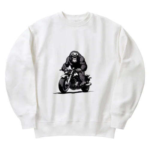 バイクに乗ったゴリラ Heavyweight Crew Neck Sweatshirt