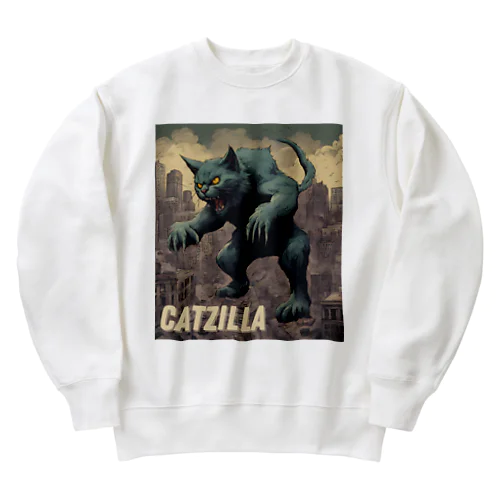 ゴジラになりたい猫 CATZILLA Heavyweight Crew Neck Sweatshirt