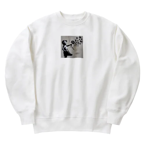 花束でマジックする女の子 Heavyweight Crew Neck Sweatshirt