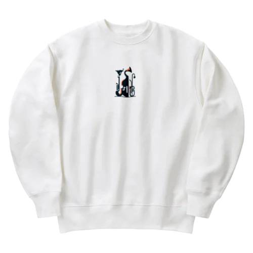 アブストラクトな楽器のシルエット Heavyweight Crew Neck Sweatshirt