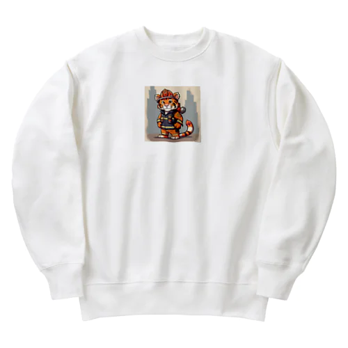 かわいい虎　消防士 Heavyweight Crew Neck Sweatshirt