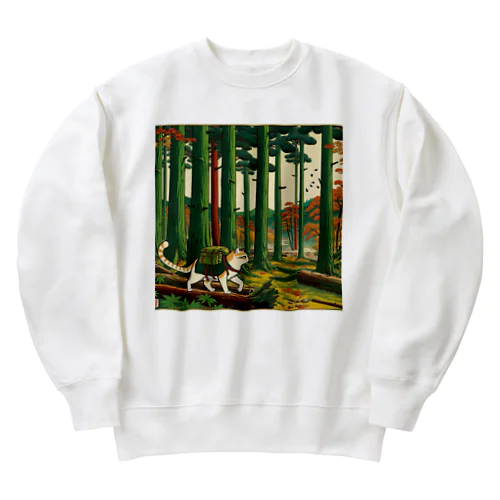 浮世絵猫野営６ Heavyweight Crew Neck Sweatshirt