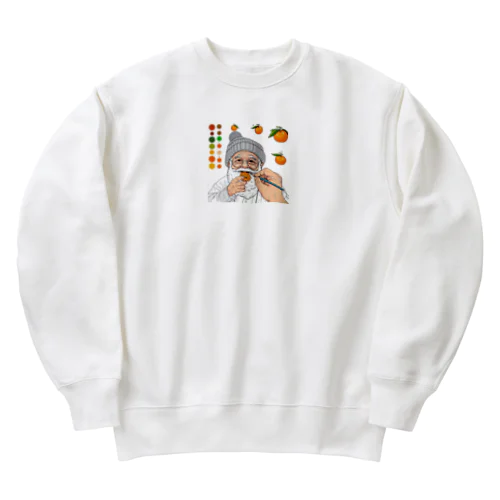 ミカンおじさんを描いてもらいました Heavyweight Crew Neck Sweatshirt