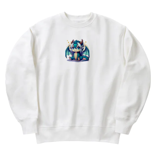 可愛らしいドラゴンマスコット Heavyweight Crew Neck Sweatshirt