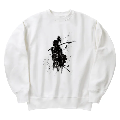 黒と白のサムライ: 陰と陽の完璧なバランス Heavyweight Crew Neck Sweatshirt