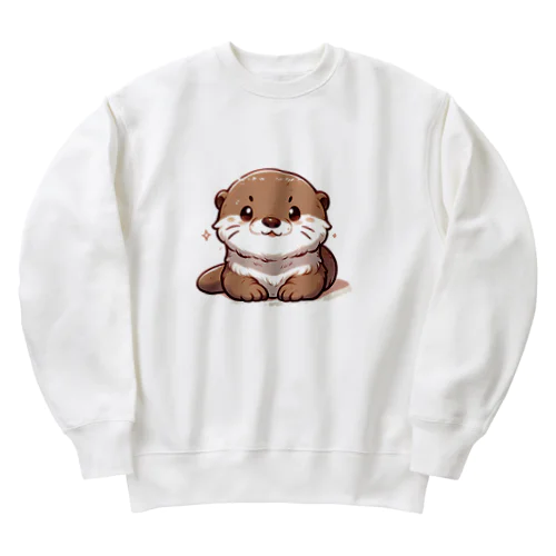 癒しのコツメカワウソ Heavyweight Crew Neck Sweatshirt