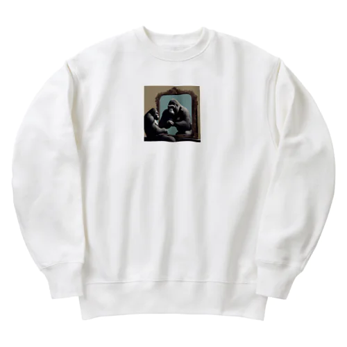 鏡に映るゴリラ Heavyweight Crew Neck Sweatshirt