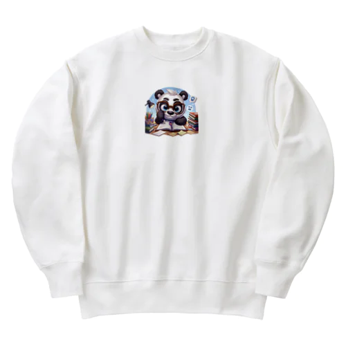 お勉強中のパンダ Heavyweight Crew Neck Sweatshirt