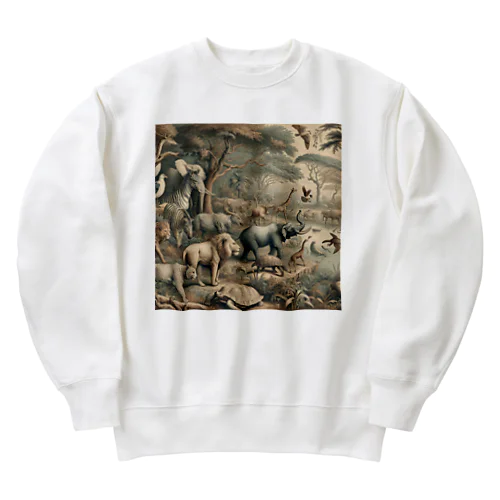 ビンテージ動物たち Heavyweight Crew Neck Sweatshirt