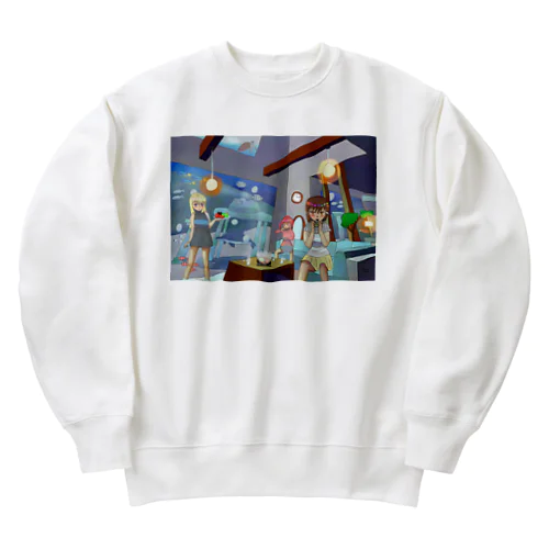 海の中の家の鍋パーティー Heavyweight Crew Neck Sweatshirt