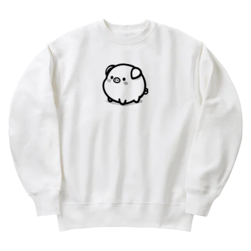 可愛いまんまる💞ぶたちゃん😍 Heavyweight Crew Neck Sweatshirt