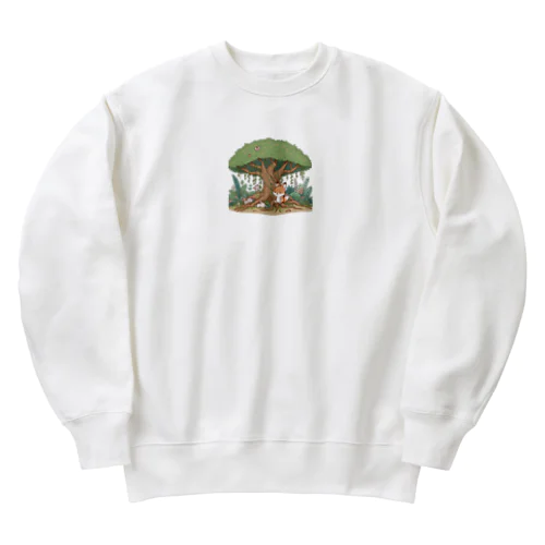 ガジュマルとキツネと森の仲間たち Heavyweight Crew Neck Sweatshirt