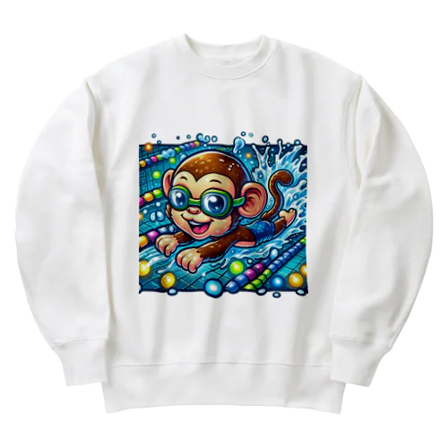 Swimming monkey Heavyweight Crew Neck Sweatshirt