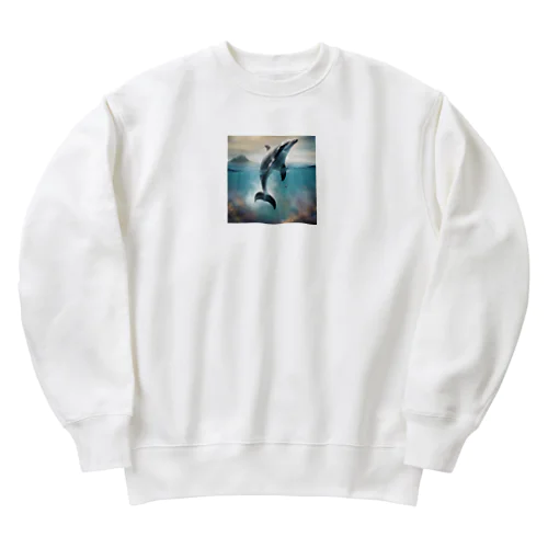 ジャンプするイルカ Heavyweight Crew Neck Sweatshirt