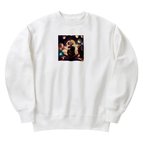 めがねちゃんとねこにゃん〜ねんねのじかん〜 Heavyweight Crew Neck Sweatshirt